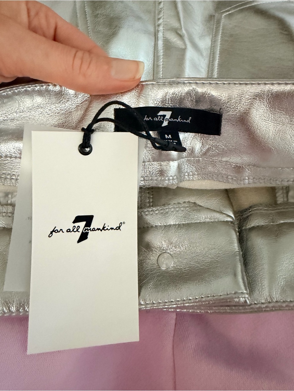 7 For All Mankind Silver Metallic Pencil Skirt - Picture 3 of 4